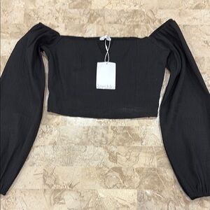 Bershka Black Off-Shoulder Crop Top